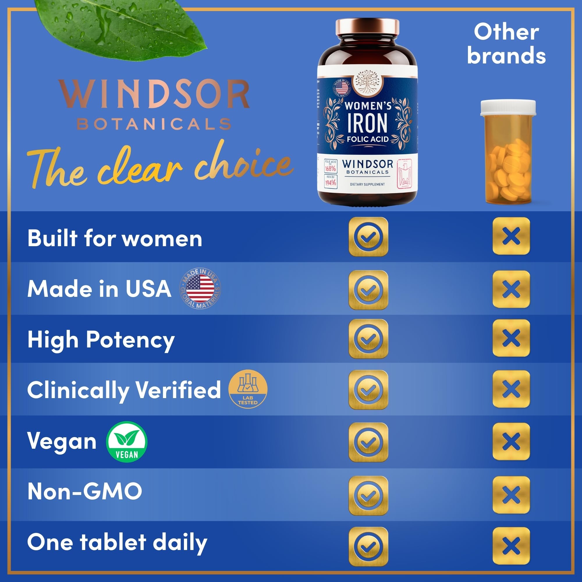 WINDSOR BOTANICALS vegan iron tablets for plant-based wellness