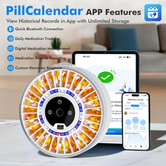 Windtrace pill dispenser Bluetooth app connection illustrates simple medication management