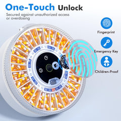 Windtrace pill dispenser mechanical backup provides reliable secondary lock for safety