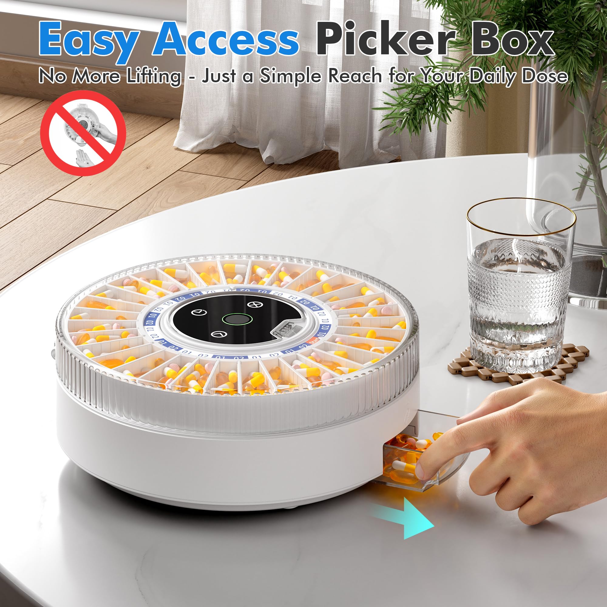Windtrace pill dispenser reminder tones panel shows customizable audio cues