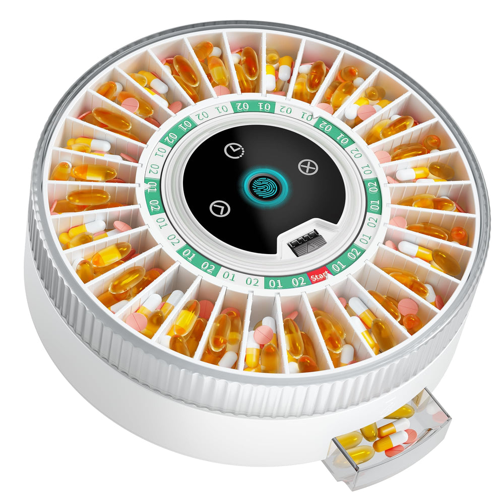 Windtrace PillCalendar in green, front view for organized daily medications.