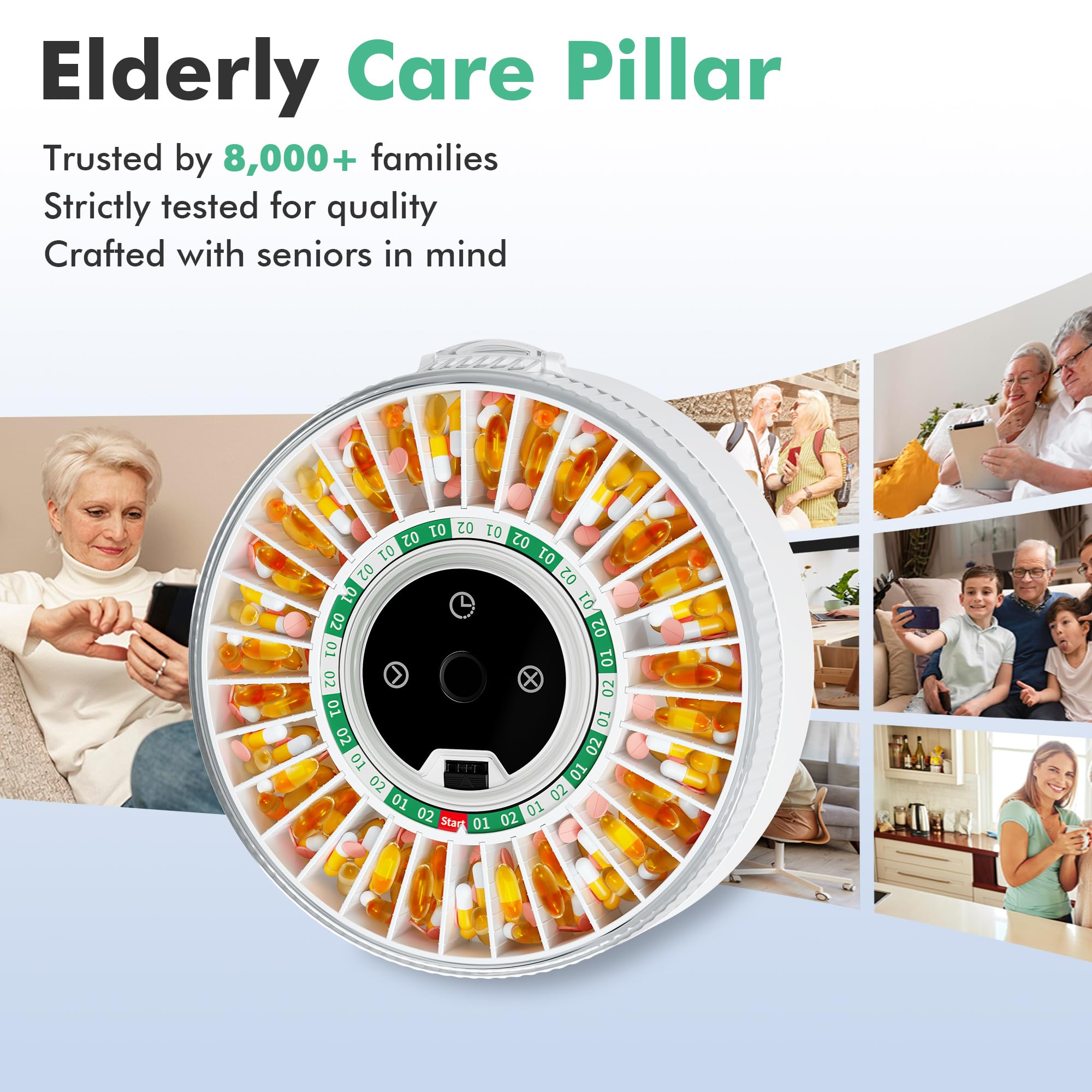 Windtrace PillCalendar compact ergonomic design suitable for arthritis-friendly use.