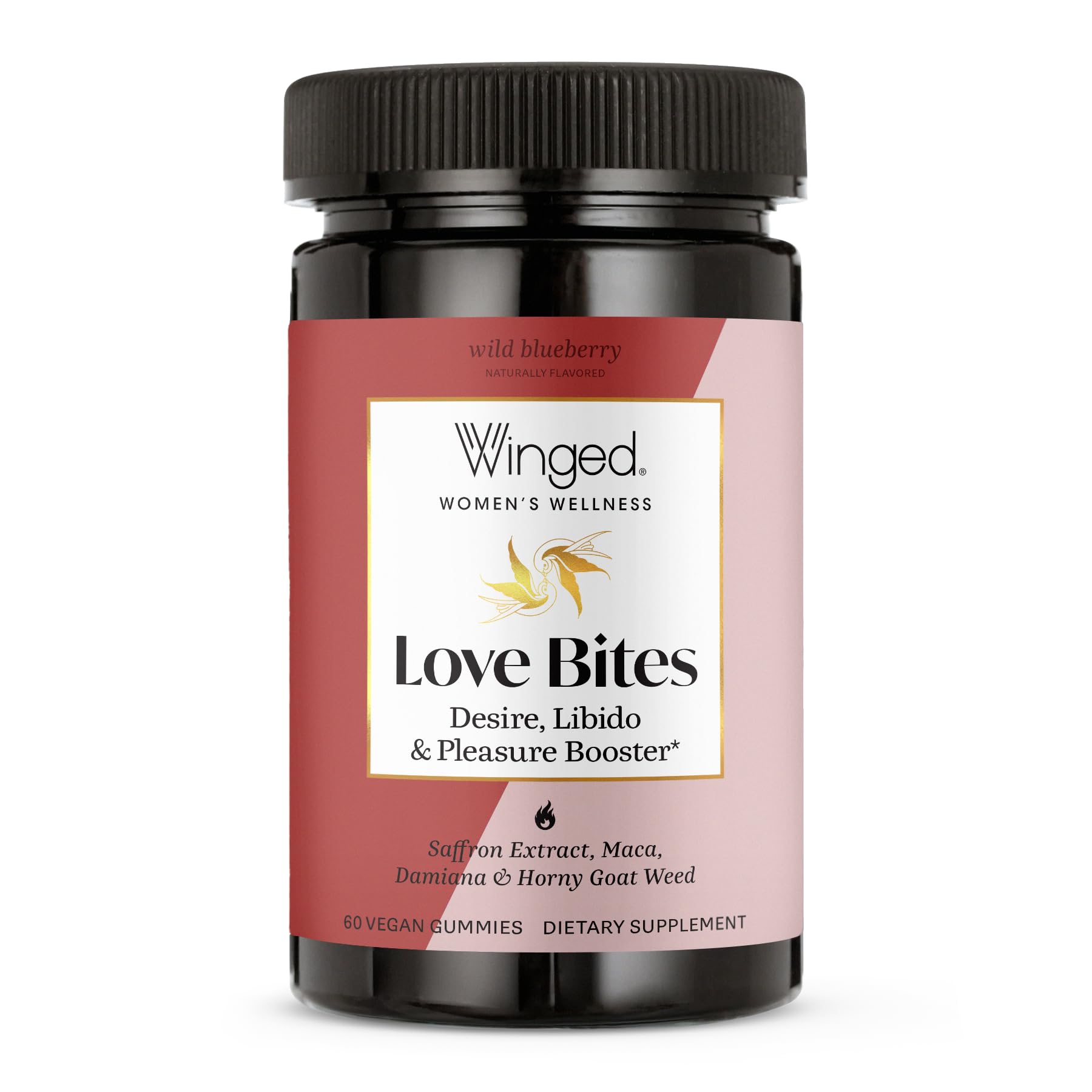 Winged Wellness Love Bites packaging on a clean surface, easy daily wellness support.