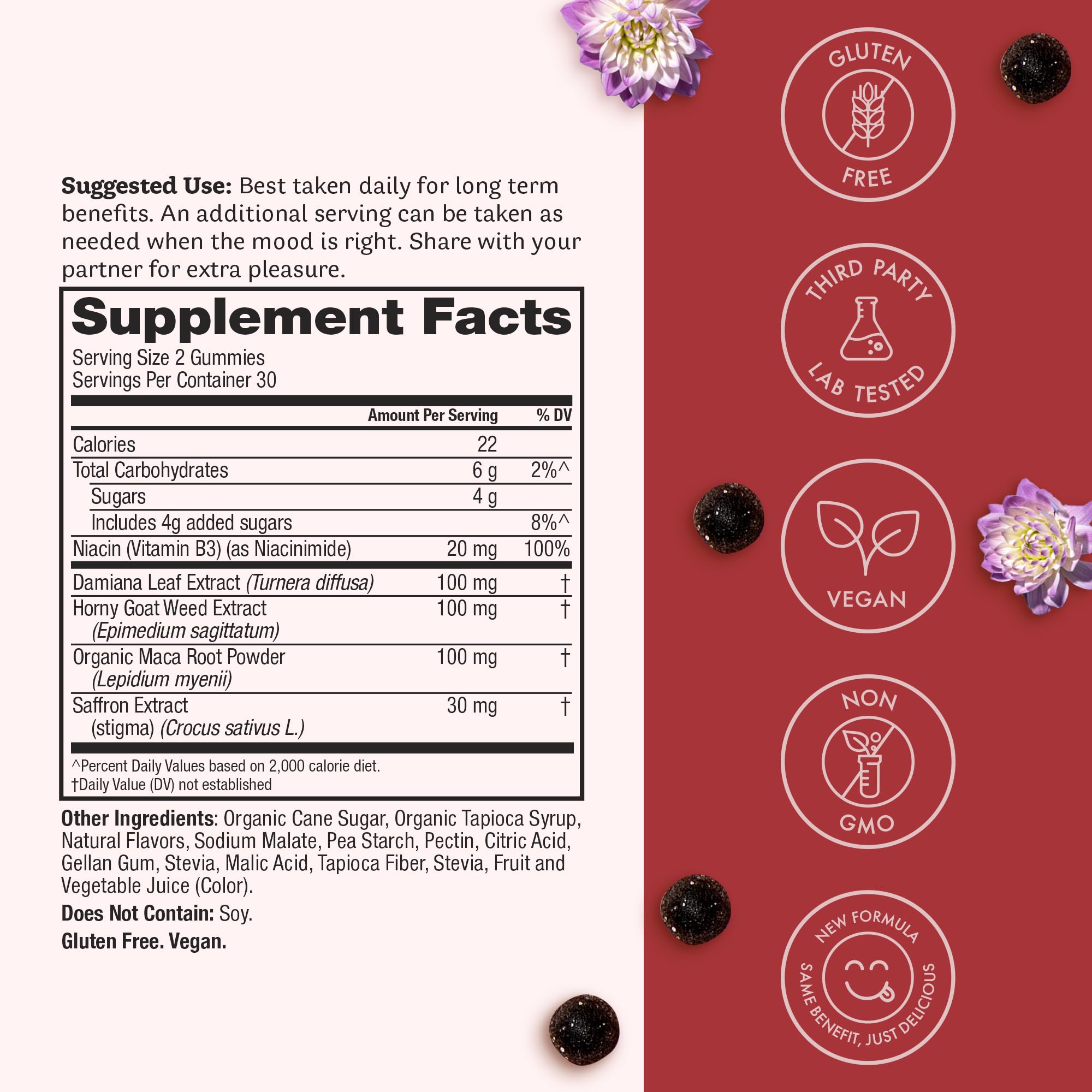 Winged Wellness Love Bites saffron extract for mood elevation.