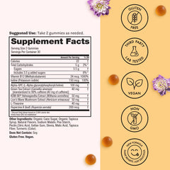 Winged Wellness Rise Up serving image with two gummies for a quick boost