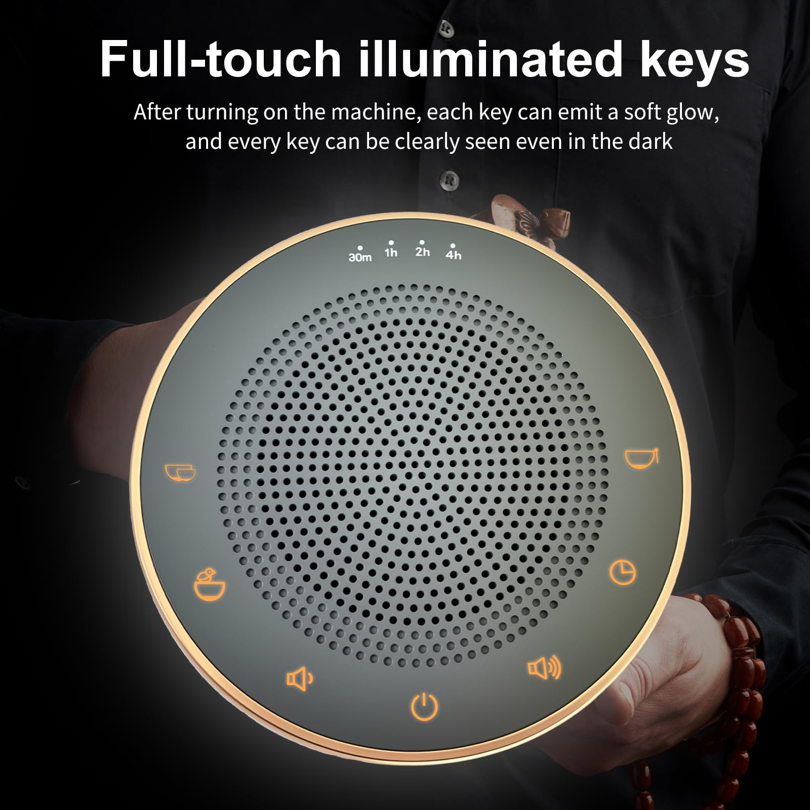WINISH frequency generator display with luminous button enables convenient timer adjustments during sessions.