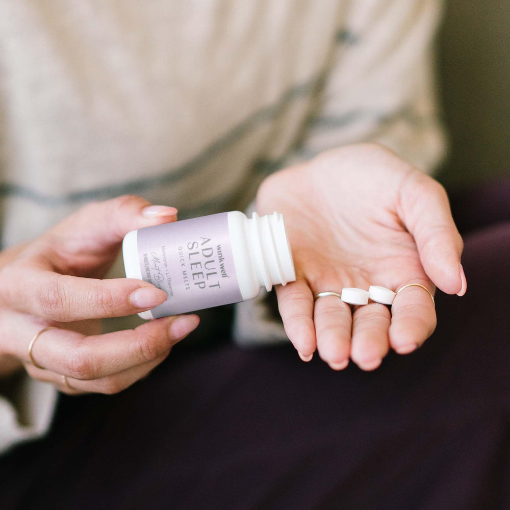 Wink Naturals Wink Well easy-dissolve tablet fits into busy pre-bed routines.