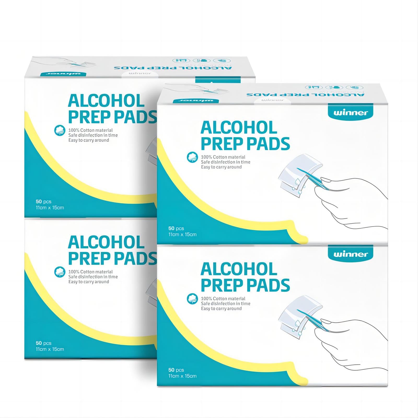 Winner Alcohol Wipes 4x6 big sheet for quick on-the-go sanitizing.