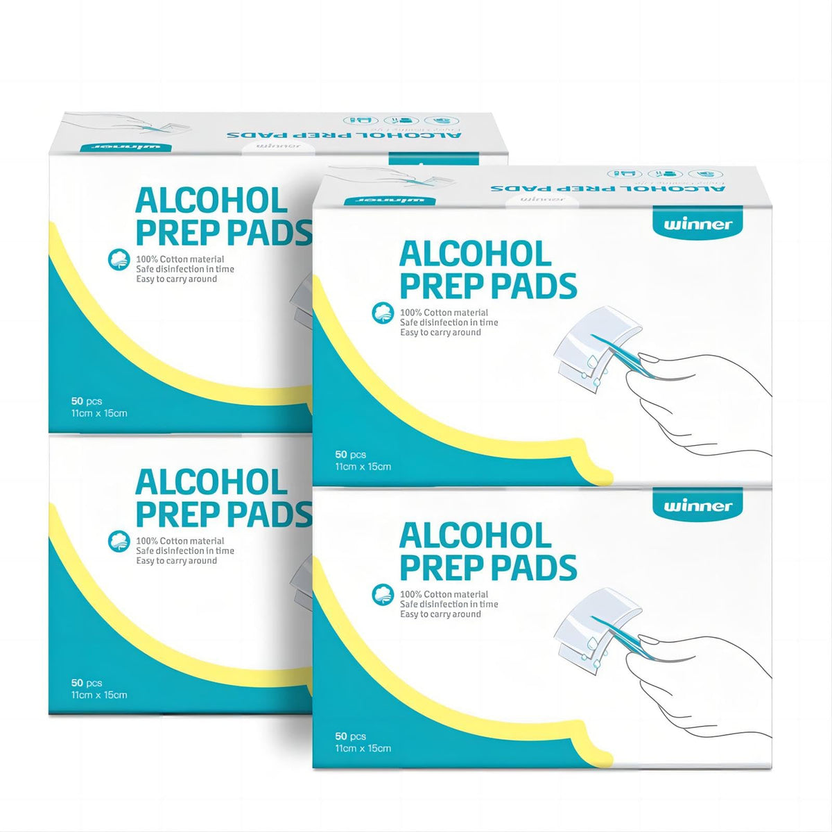 Winner Alcohol Wipes 4x6 big sheet for quick on-the-go sanitizing.