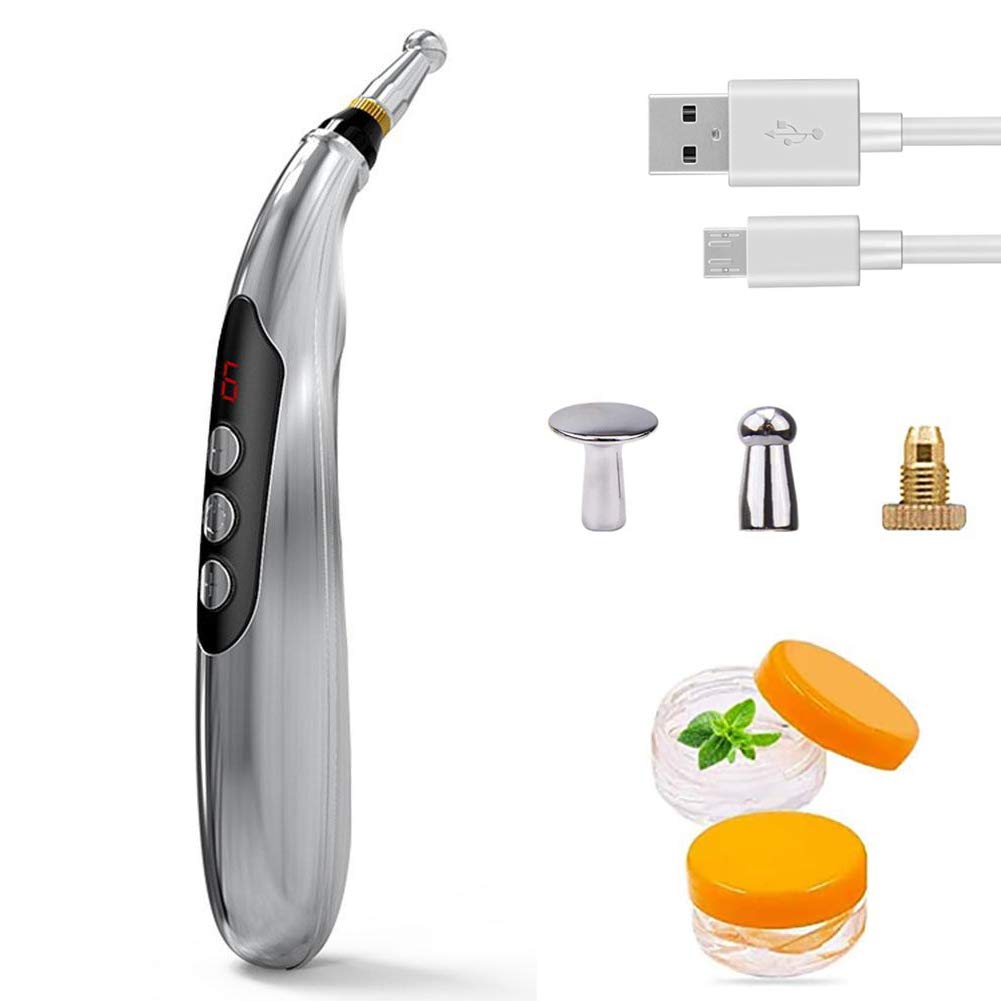 Winnes Acupuncture Pen with 3-in-1 heads for versatile muscle relief.