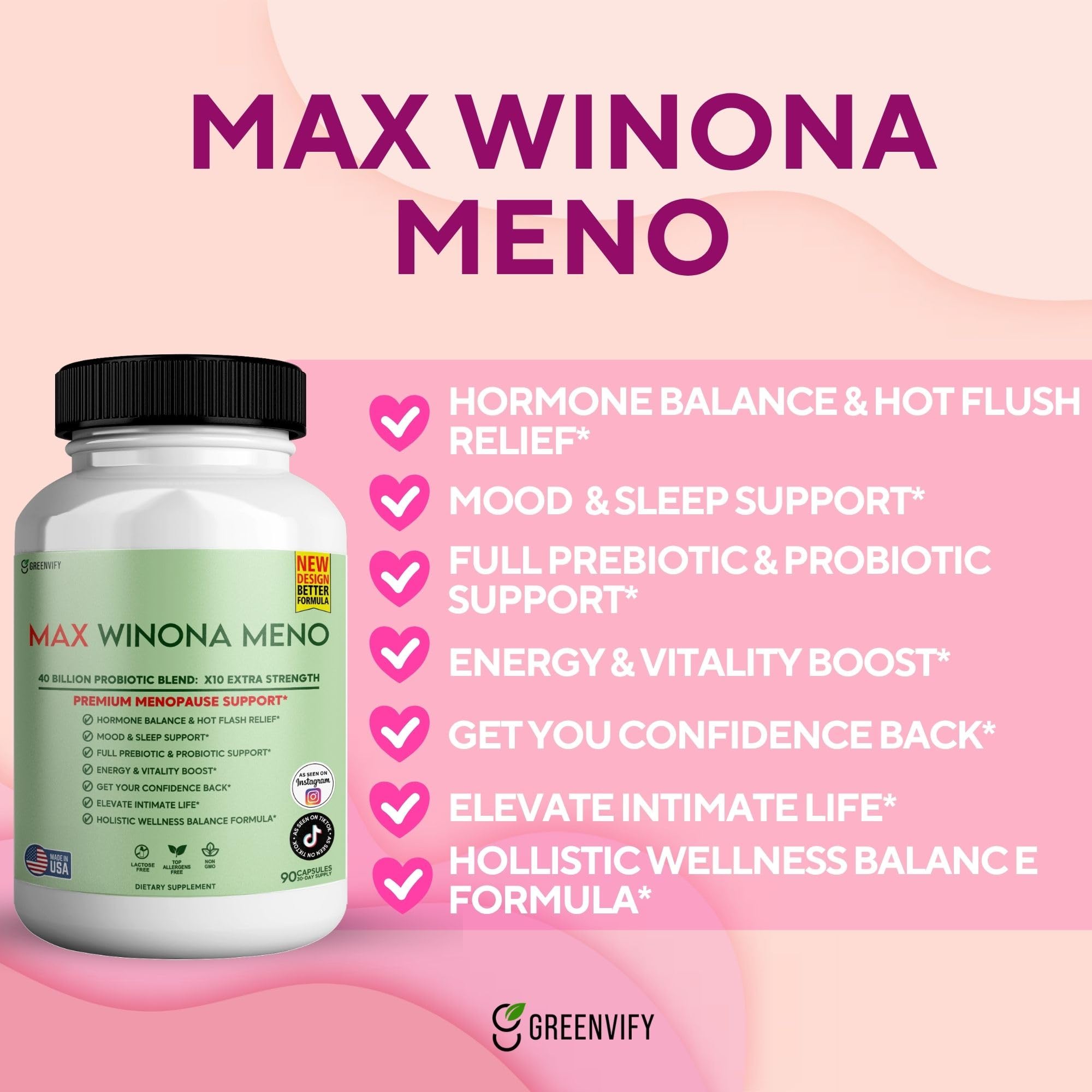Winona Max label highlights vegan, allergen-free formula.