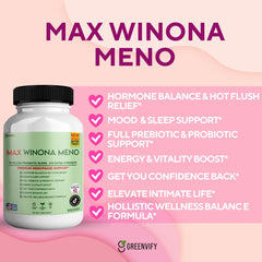 Winona Max label highlights vegan, allergen-free formula.