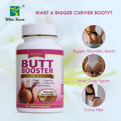 Wins Town Butt Booster Pills packaging on display highlights natural herbal formula.