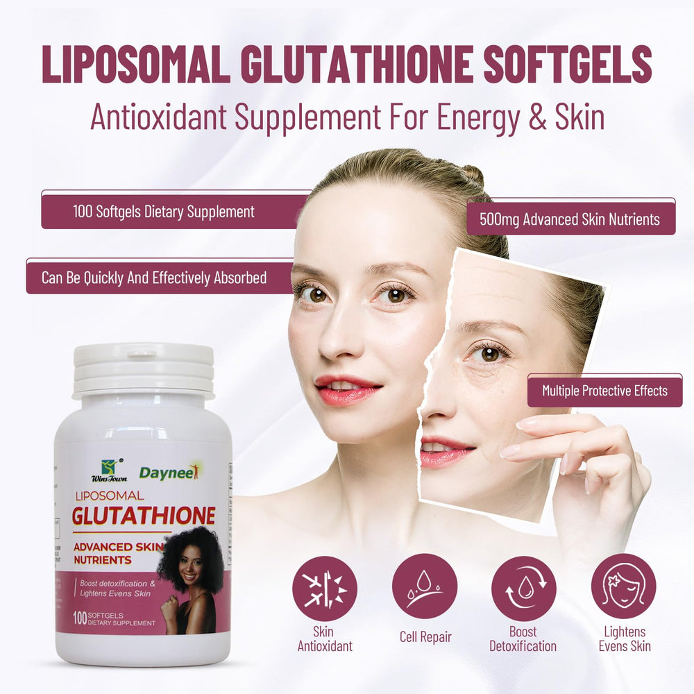 Wins Town glutathione softgels capsules closeup highlighting smooth texture for easy swallowing.