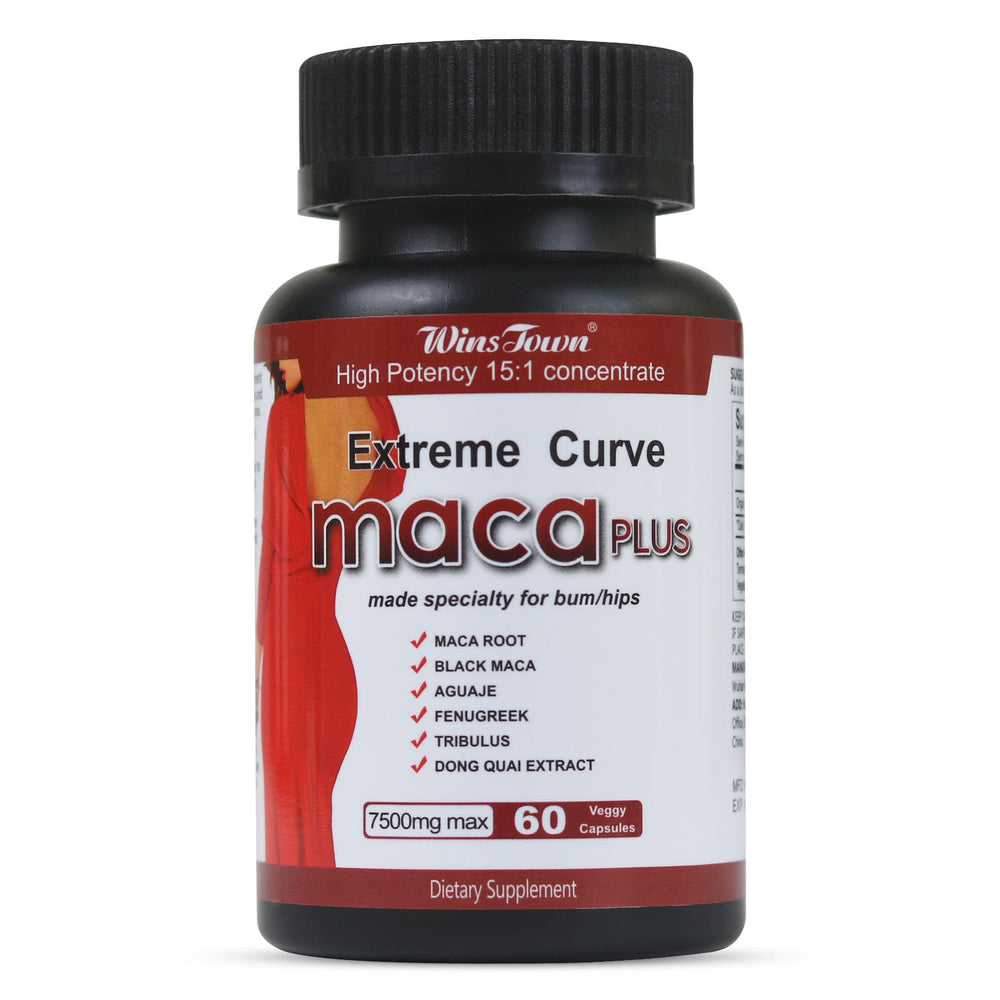 Wins Town Maca Plus bottle shown, highlighting high-potency formula and daily use potential