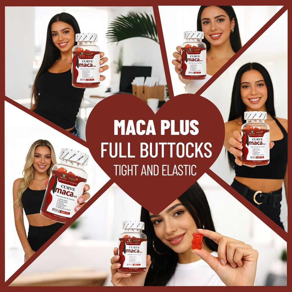 Wins Town Maca Plus Gummies vegan non-GMO seal on the label.