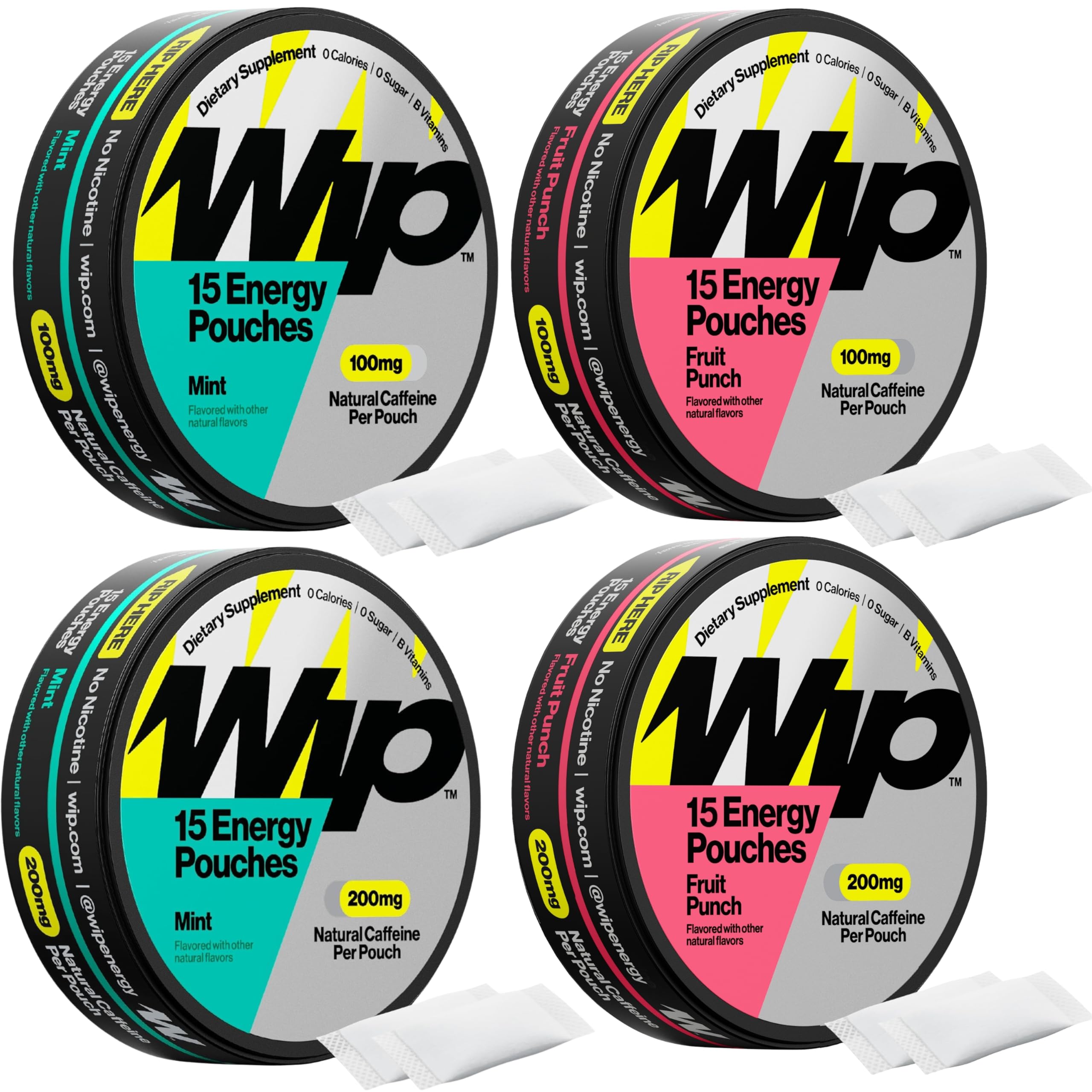 Wip Energy Pouches Mint 100mg for focused, sugar-free energy on the go.