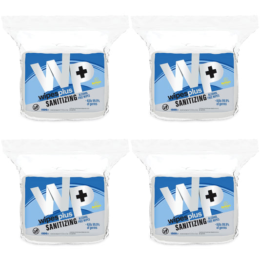 WIPESPLUS four-pack refill with 1500 sheets per bag for busy venues
