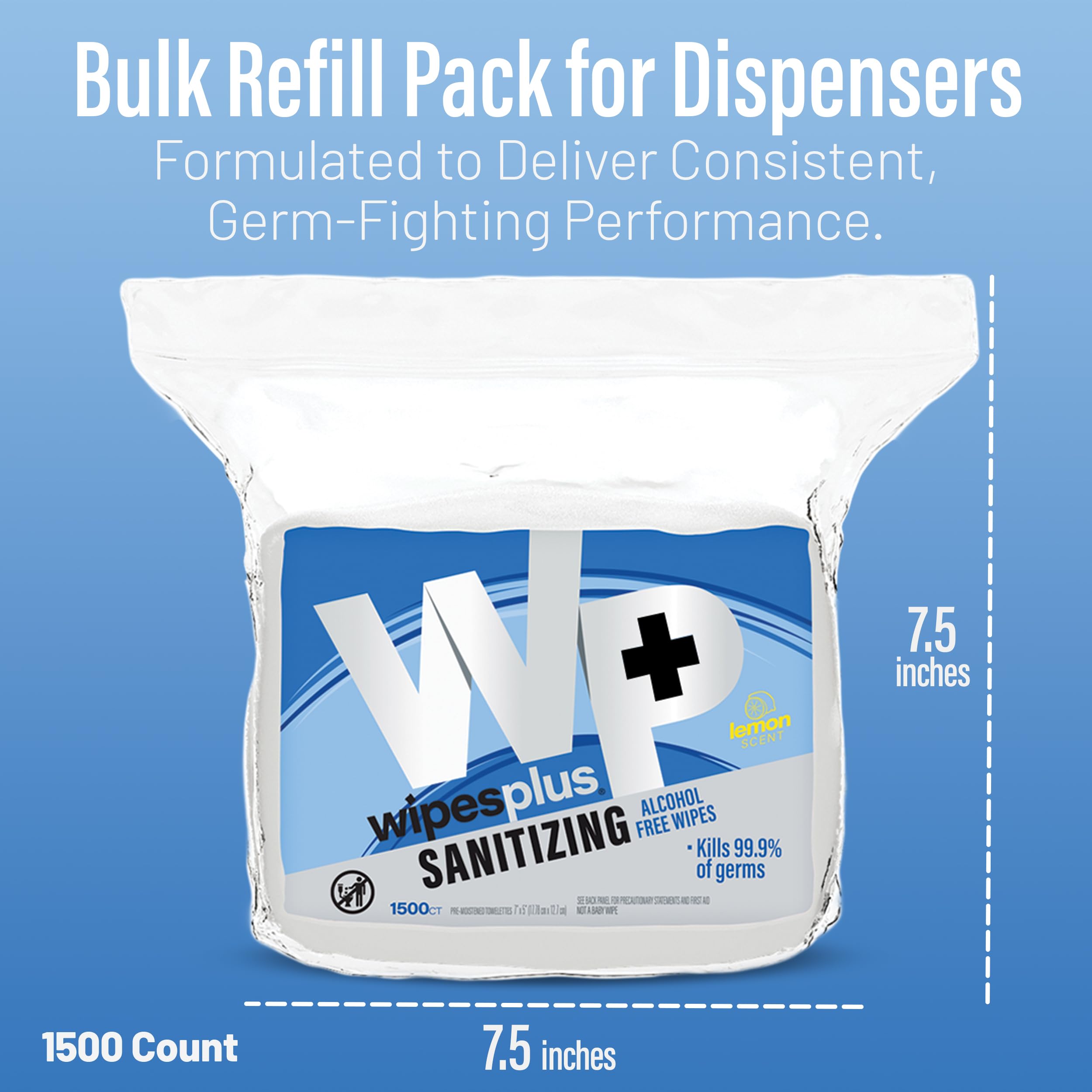 WIPESPLUS water-based, alcohol-free formula gentle on skin