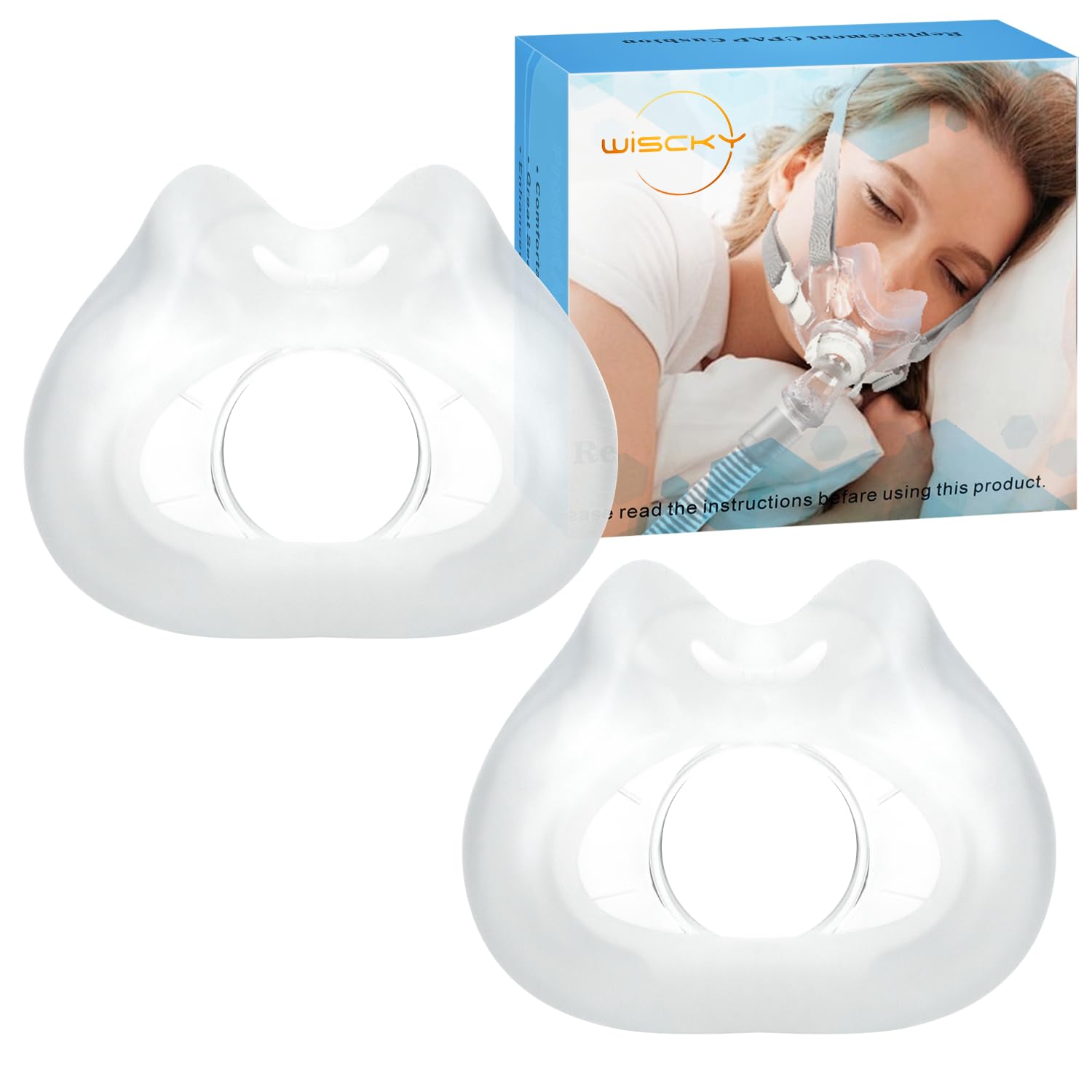 Wiscky AirFit F30M cushion close-up highlighting soft silicone comfort for nightly wear