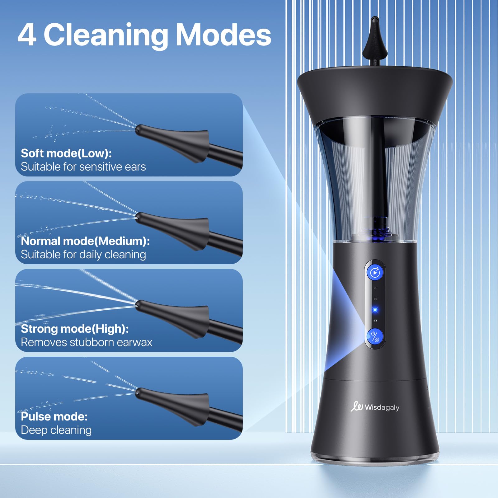 Wisdagaly ear cleaner features a long-lasting 900mAh battery for extended use.
