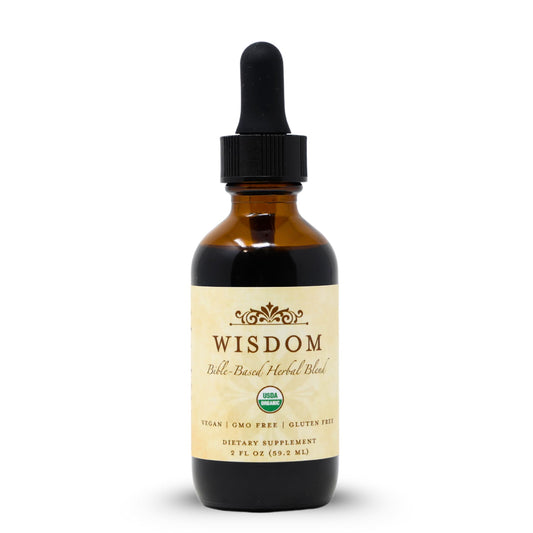 Wisdom Nutrition organic drops bottle shows turmeric-frankincense-myrrh for quick energy support.