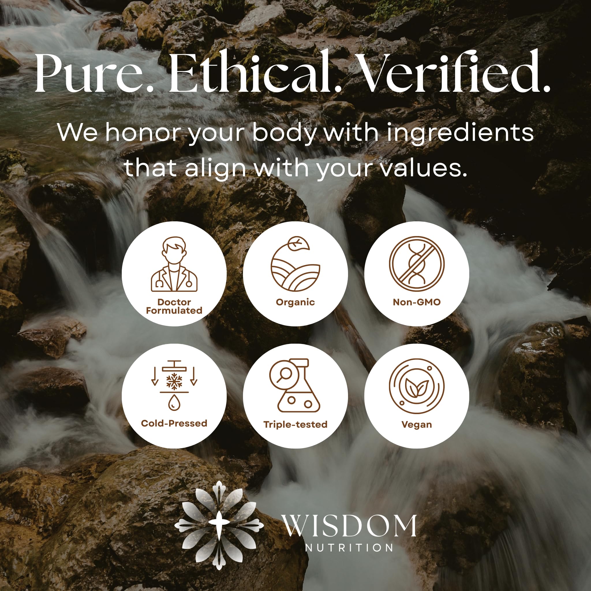 Wisdom Nutrition smoothie-ready drops suggested for easy beverage integration.