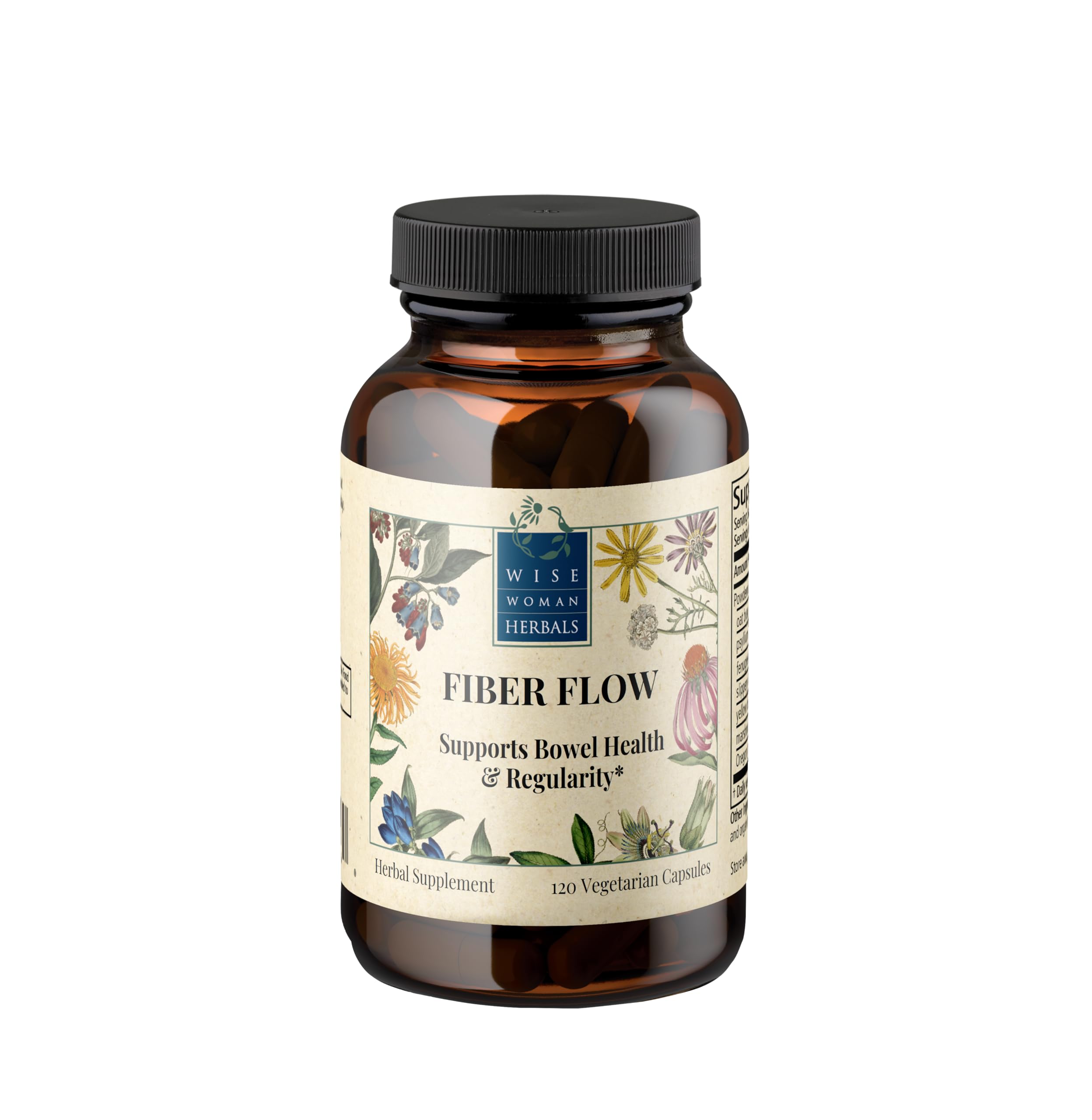 Wise Woman Herbals Fiber Flow bottle highlighting digestive support