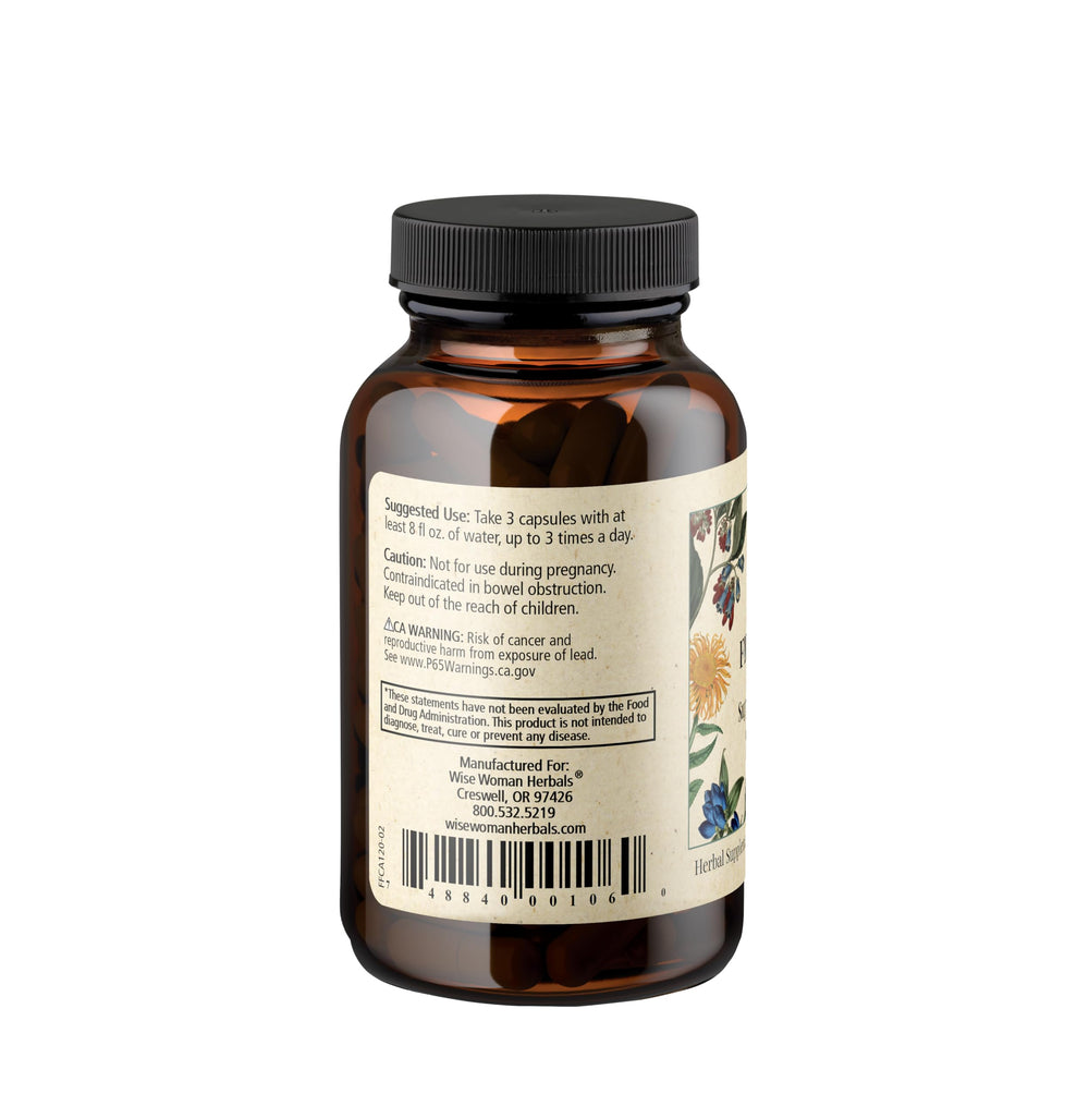 Psyllium husk and other ingredients shown in Fiber Flow blend
