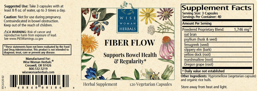 Sustainably produced Wise Woman Herbals packaging for Fiber Flow