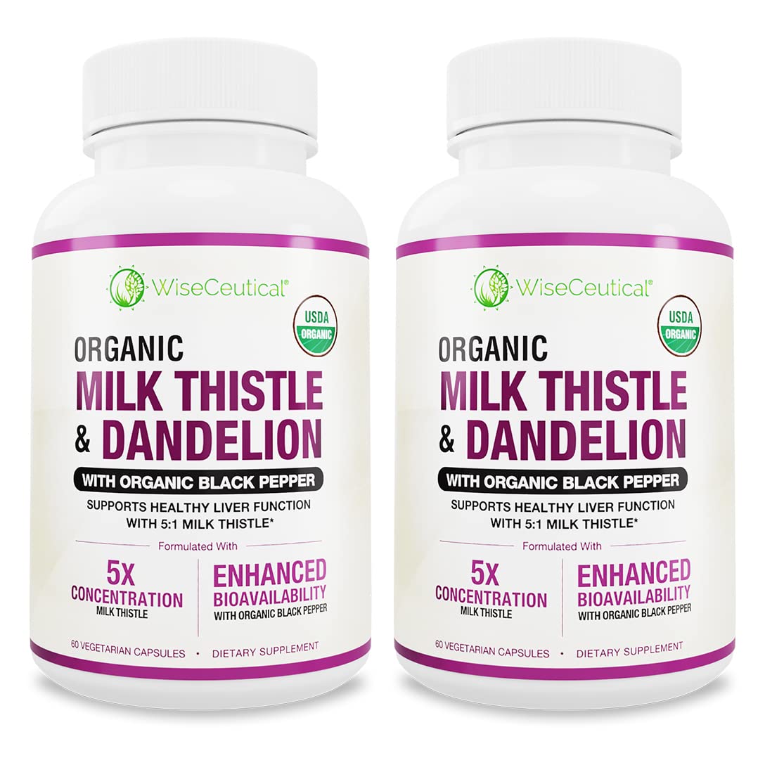 Wiseceutical Milk Thistle bottle label shows 5:1 extract for daily wellness.