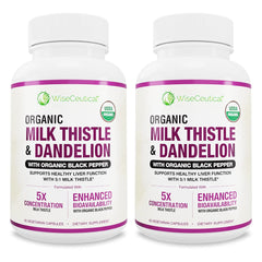Wiseceutical Milk Thistle bottle label shows 5:1 extract for daily wellness.