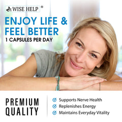 Wisehelp Neuropathy Support bottle with glass indicates easy integration into routines