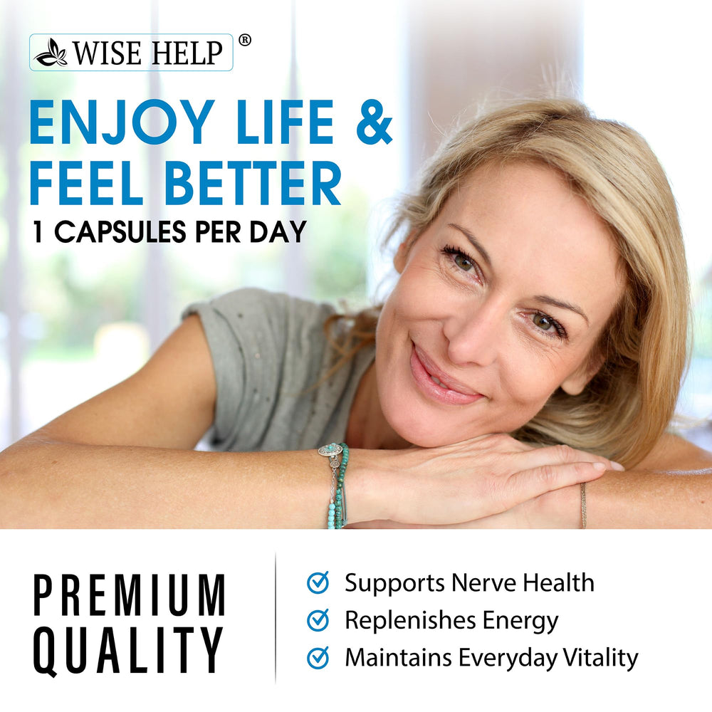 Wisehelp Neuropathy Support capsules close-up showing high-potency formula