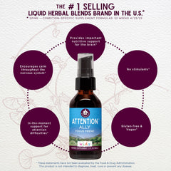 Front label of Attention Ally highlighting organic ingredients