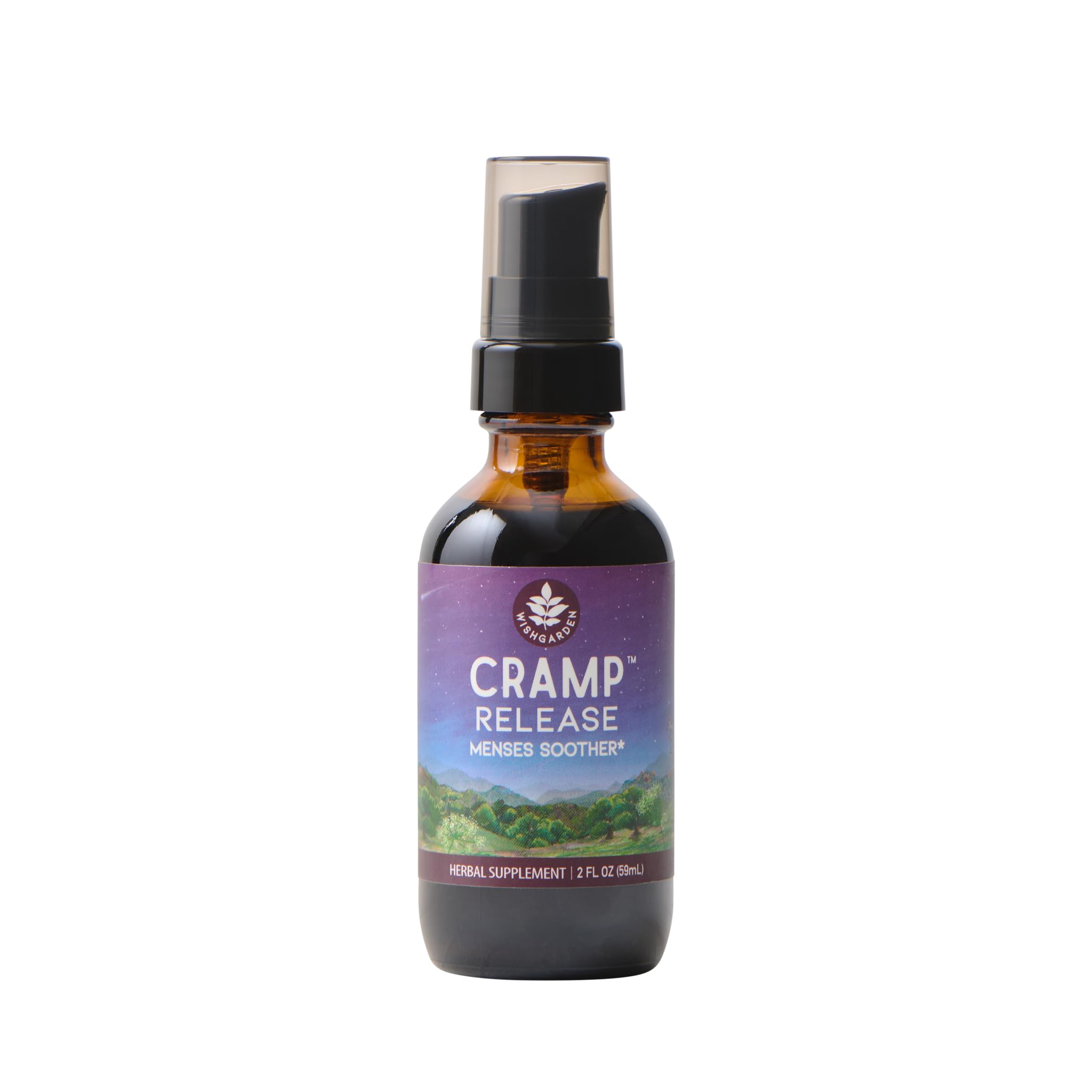 WishGarden Cramp Release bottle close-up for period comfort.