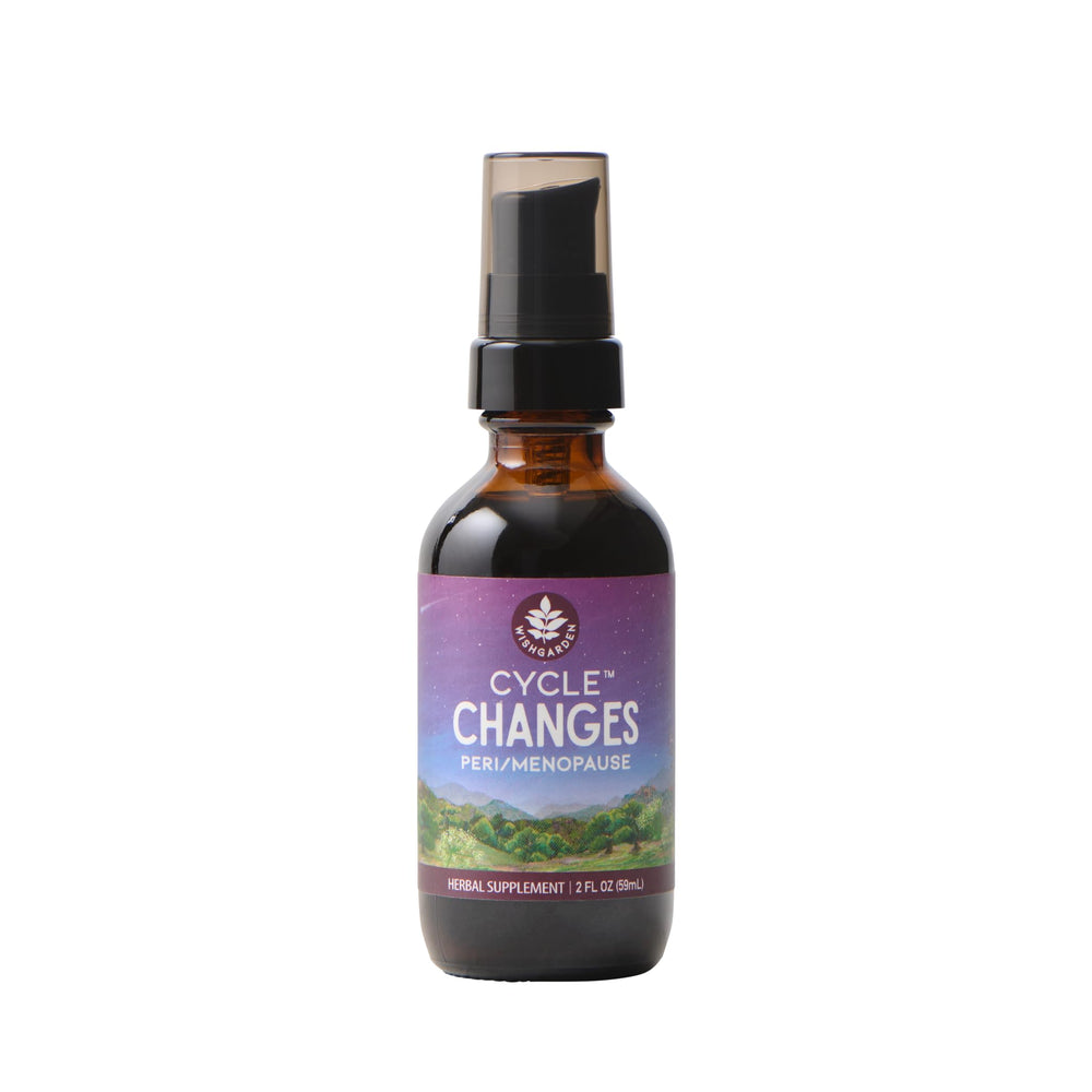 WishGarden Cycle Changes bottle shot showing plant based menopause support