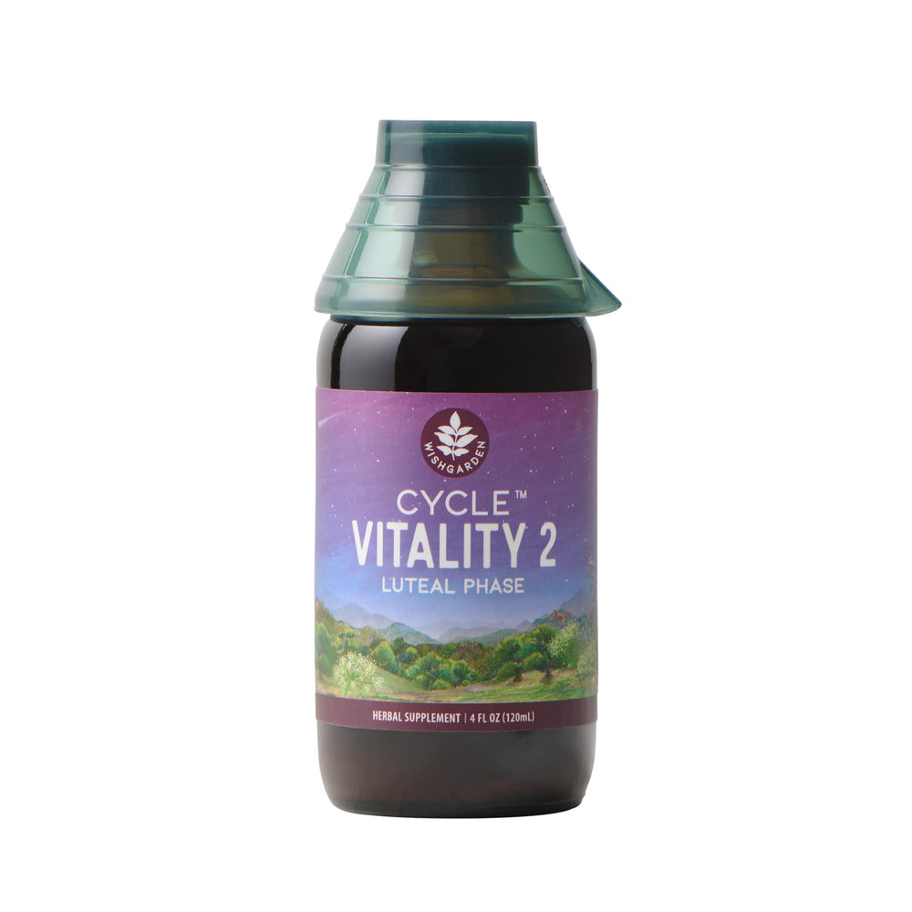 WishGarden Cycle Vitality bottle with dropper for convenient luteal phase dosing