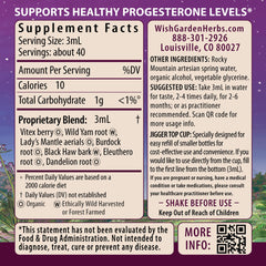 WishGarden Cycle Vitality label lists Vitex and Wild Yam herbs for hormonal balance