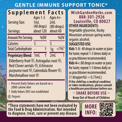 WishGarden Daily Immune for Kids dropper pouring dose, easy to administer for kids.