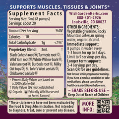 WishGarden Deep Recovery tincture dropper displaying liquid extract for mobility support