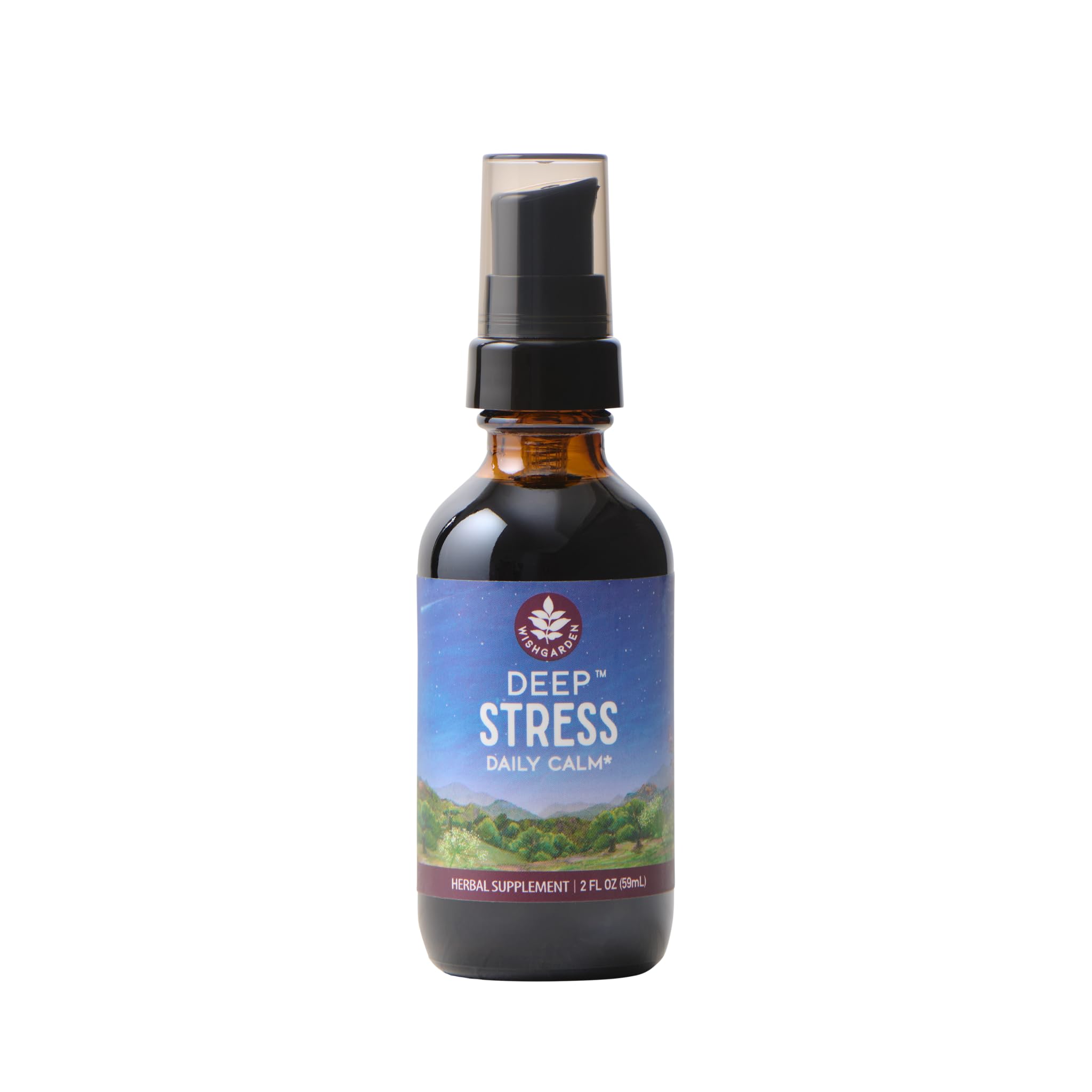 WishGarden Deep Stress bottle with dropper for daily adrenal support.