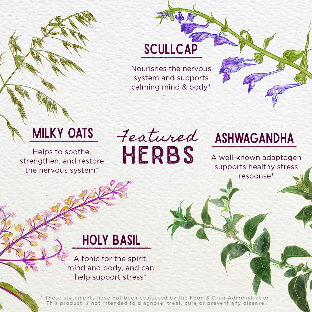 WishGarden Deep Stress ingredients list with Ashwagandha and nervines.