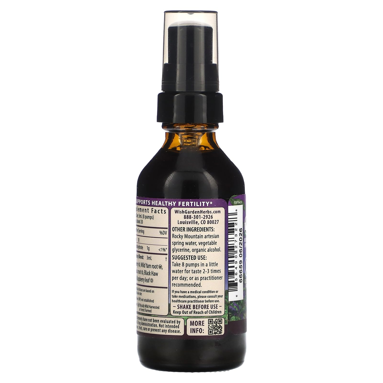 WishGarden Fertility Prep label detail highlights organic ingredients and quality.