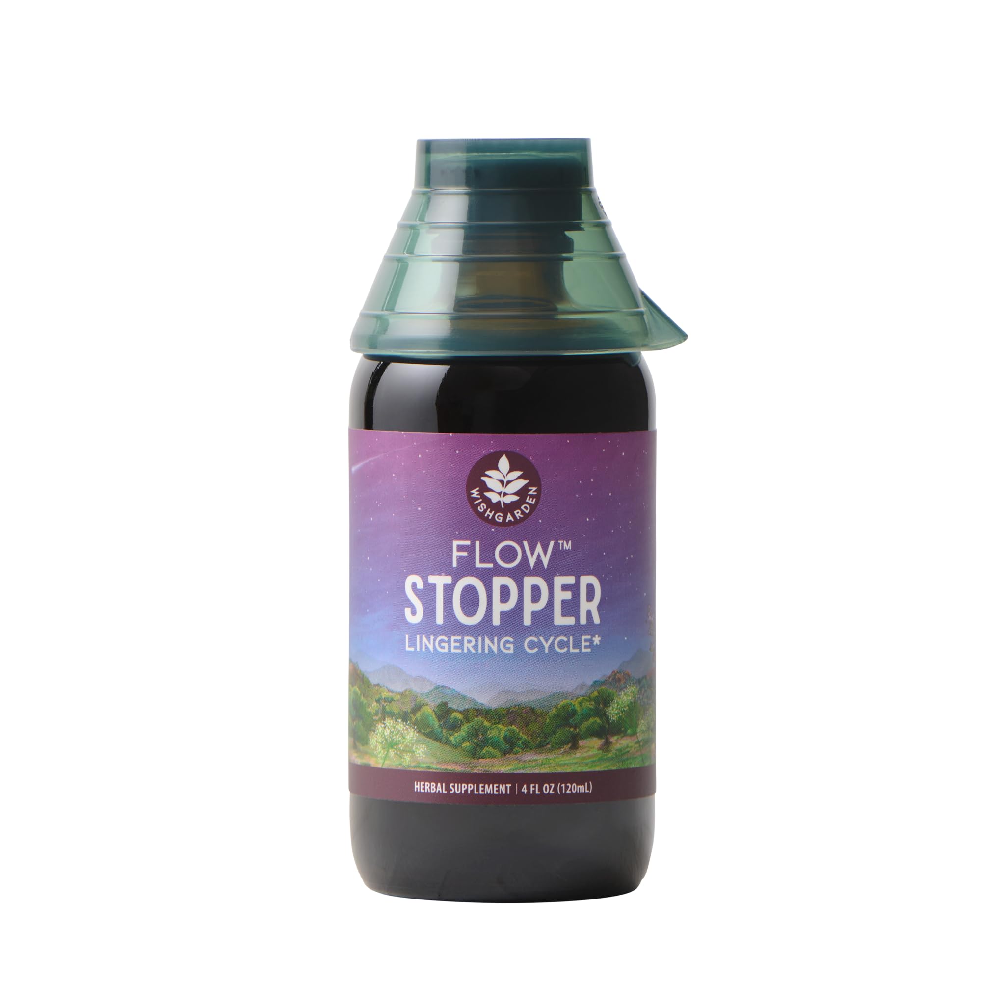 WishGarden Flow Stopper bottle close-up showing cycle support.