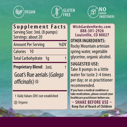 WishGarden Goat's Rue tincture dropper-cap bottle for easy dosing.
