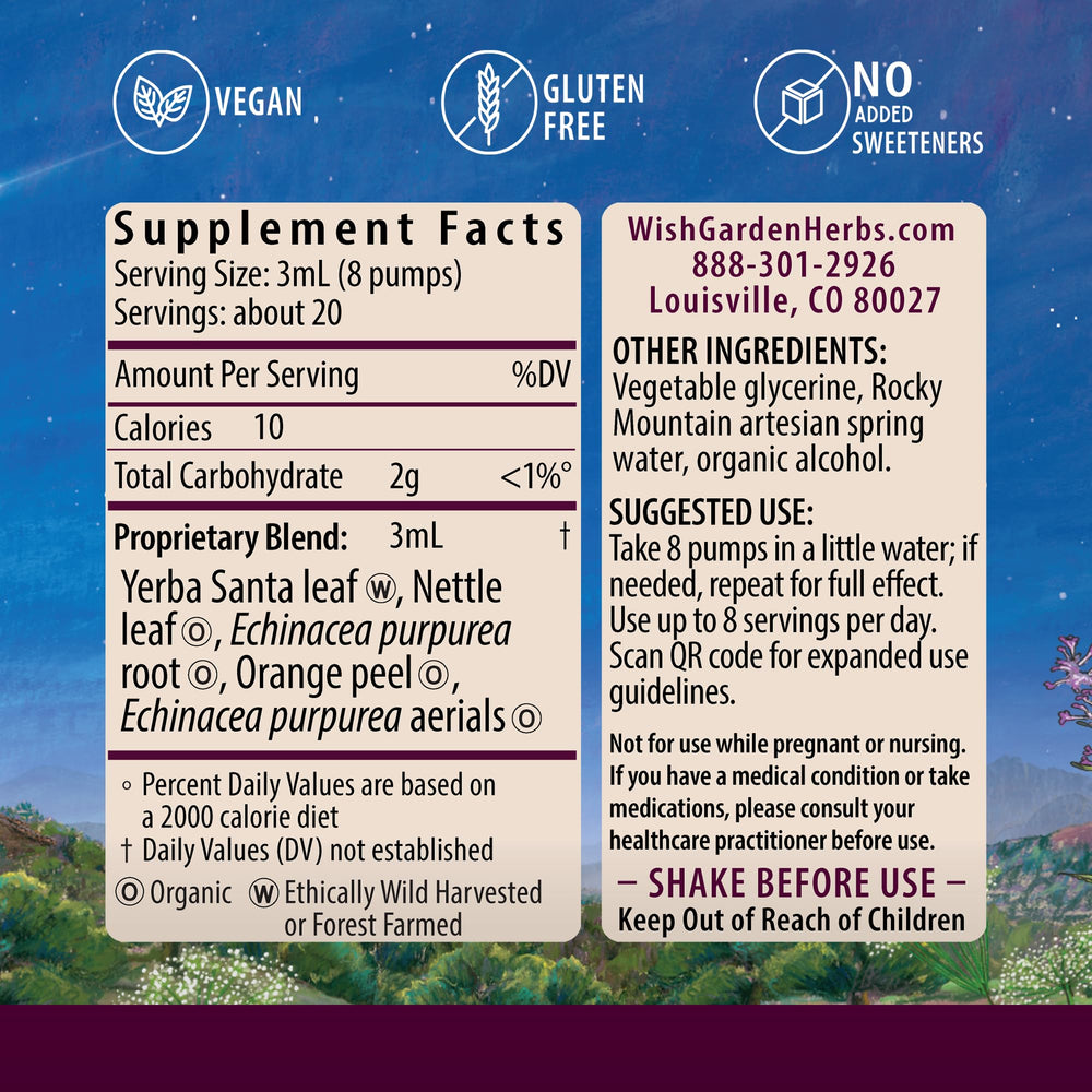 WishGarden Kick-Ass Allergy liquid tincture ready for easy, customizable dosing.
