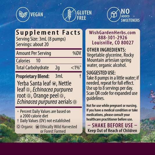 WishGarden Kick-Ass Allergy liquid tincture ready for easy, customizable dosing.