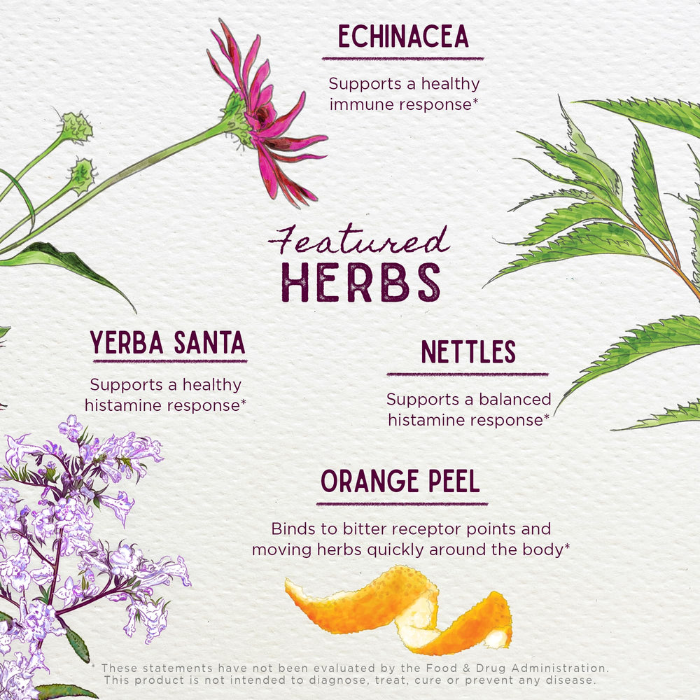 WishGarden Kick-Ass Allergy & Sinus label close-up features organic components.