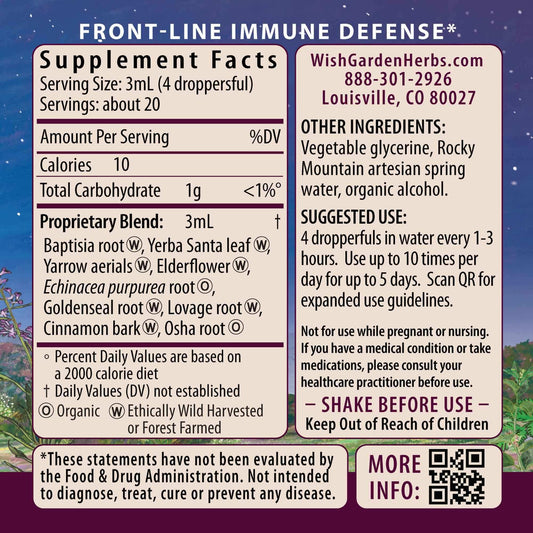 WishGarden Kick-Ass Immune Activator dropper dispensing measured dose.
